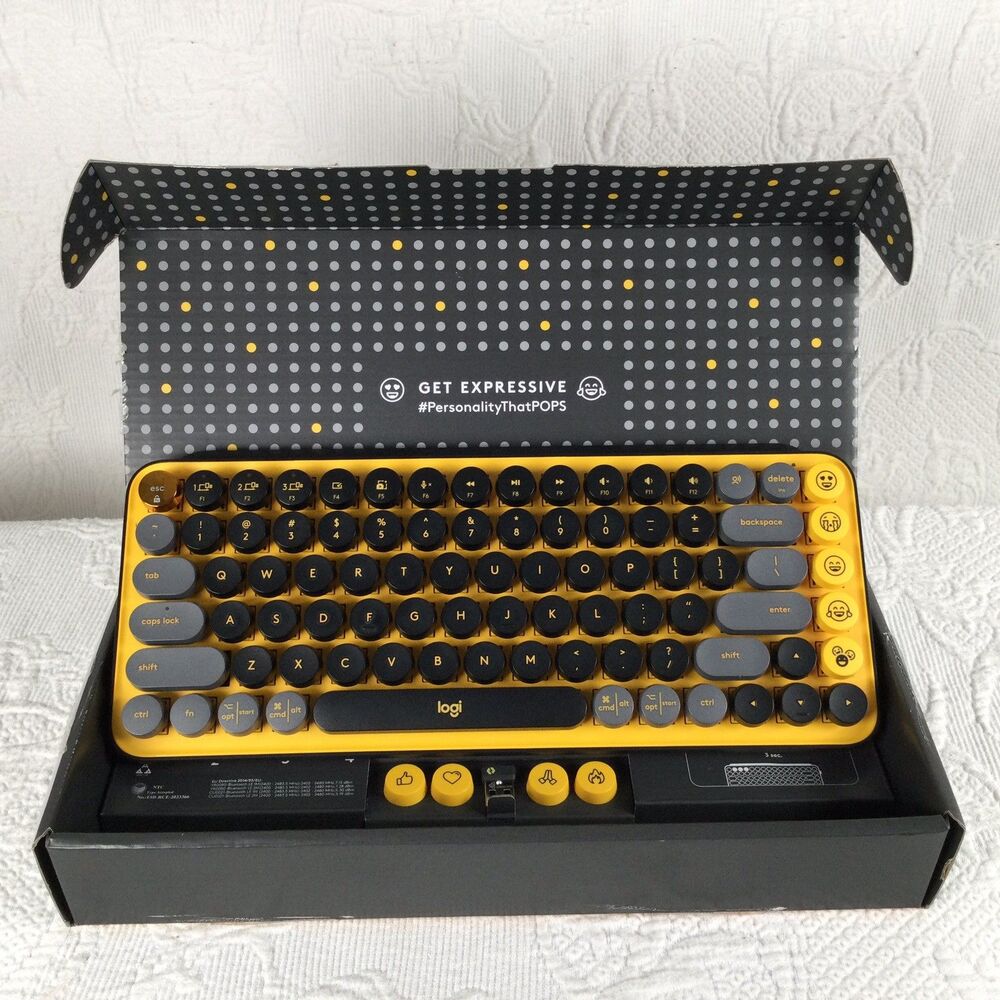 Logitech POP Keys Wireless Mechanical Keyboard Custom Emoji YellowOffice Student